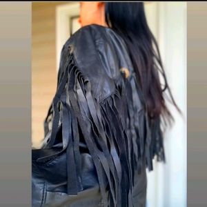 Vintage fringe leather jacket